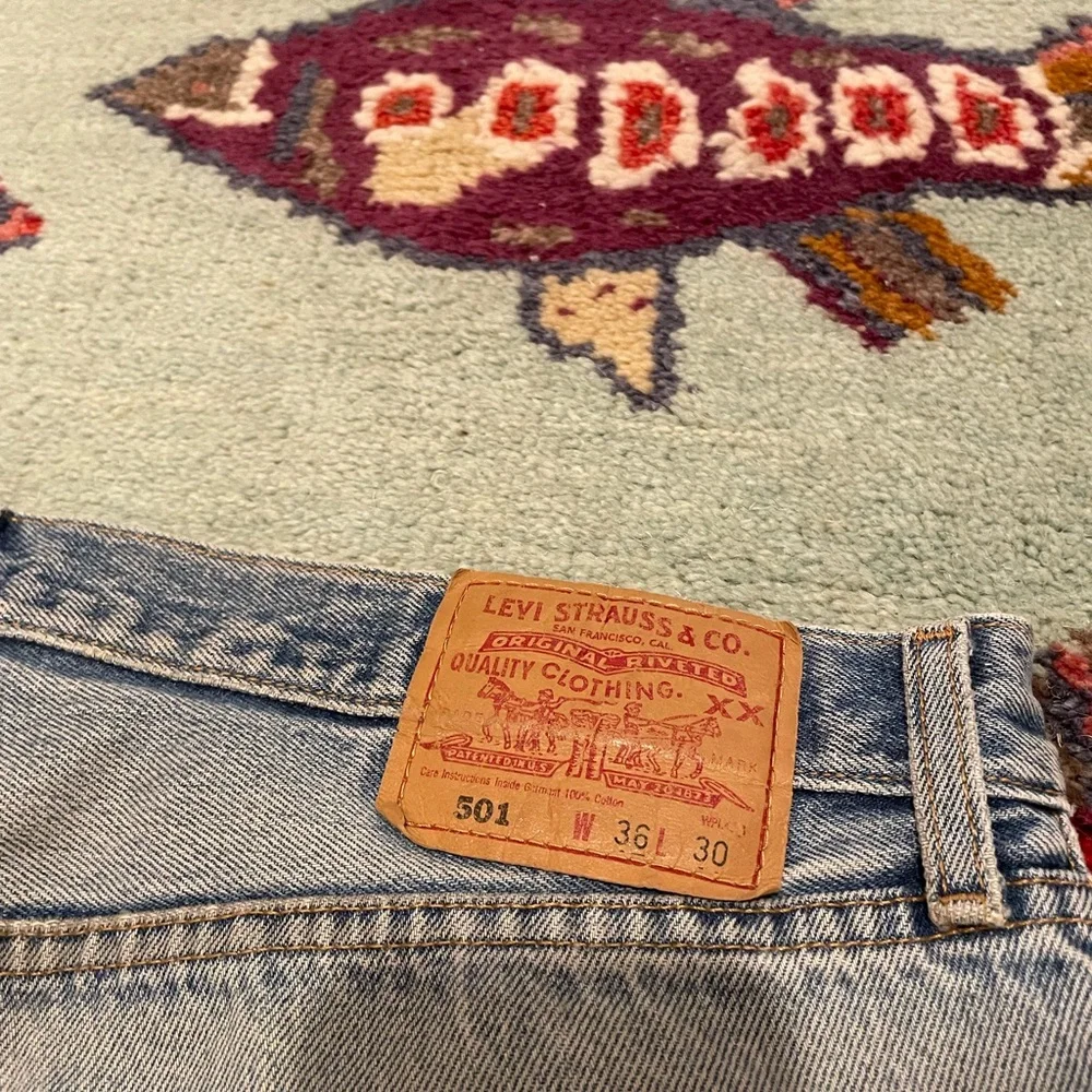 Levi’s 501XX Vintage Made in USA Button Fly Distressed Denim Jeans 36x30